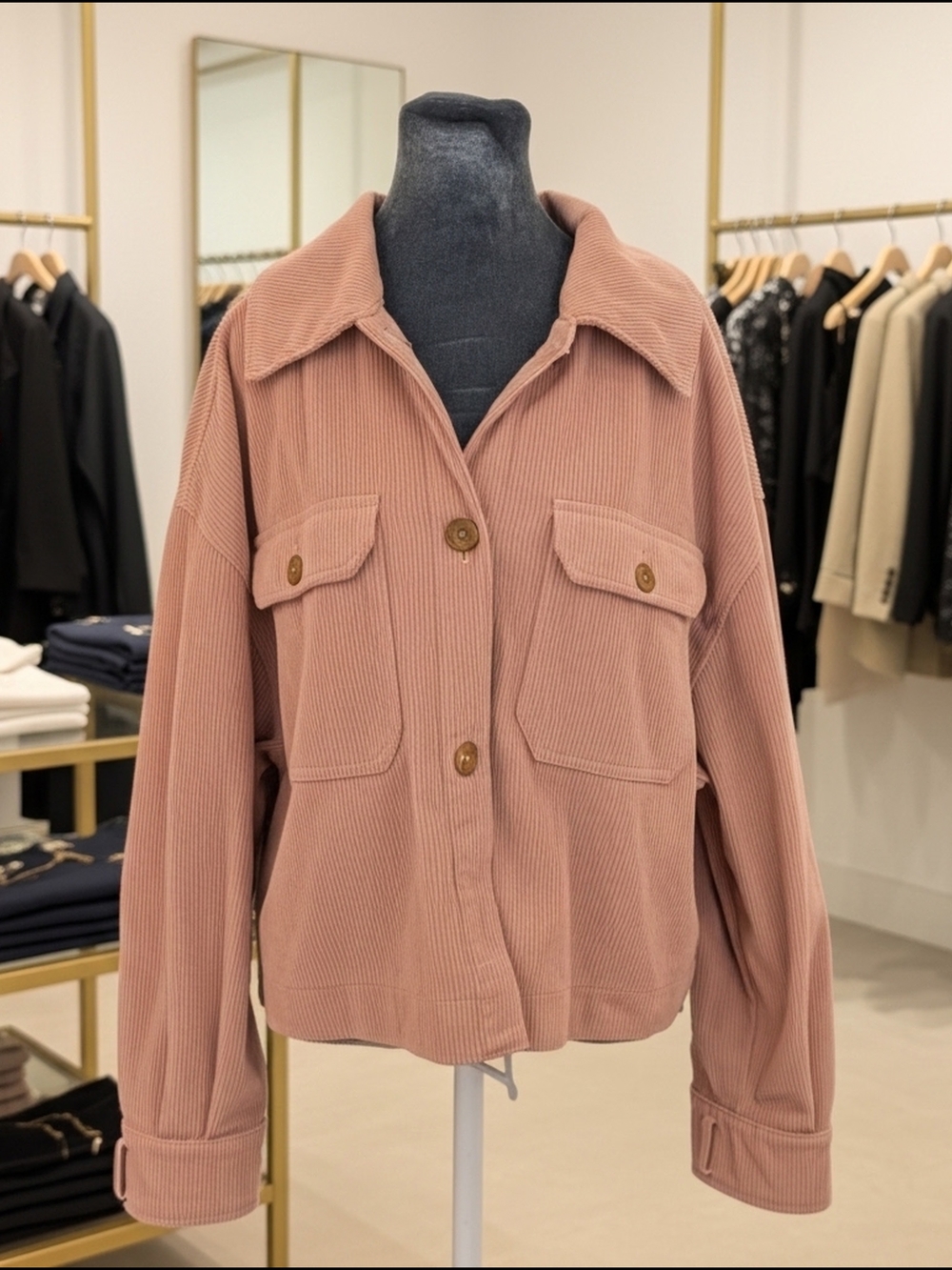 Avec Les Filles Shacket Corduroy Crop Dusty Rose‎  Pink Jacket Women's XL